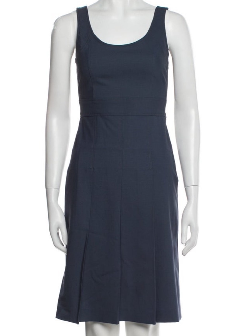 Theory Navy Lenora Scoop Neck Midi Dress